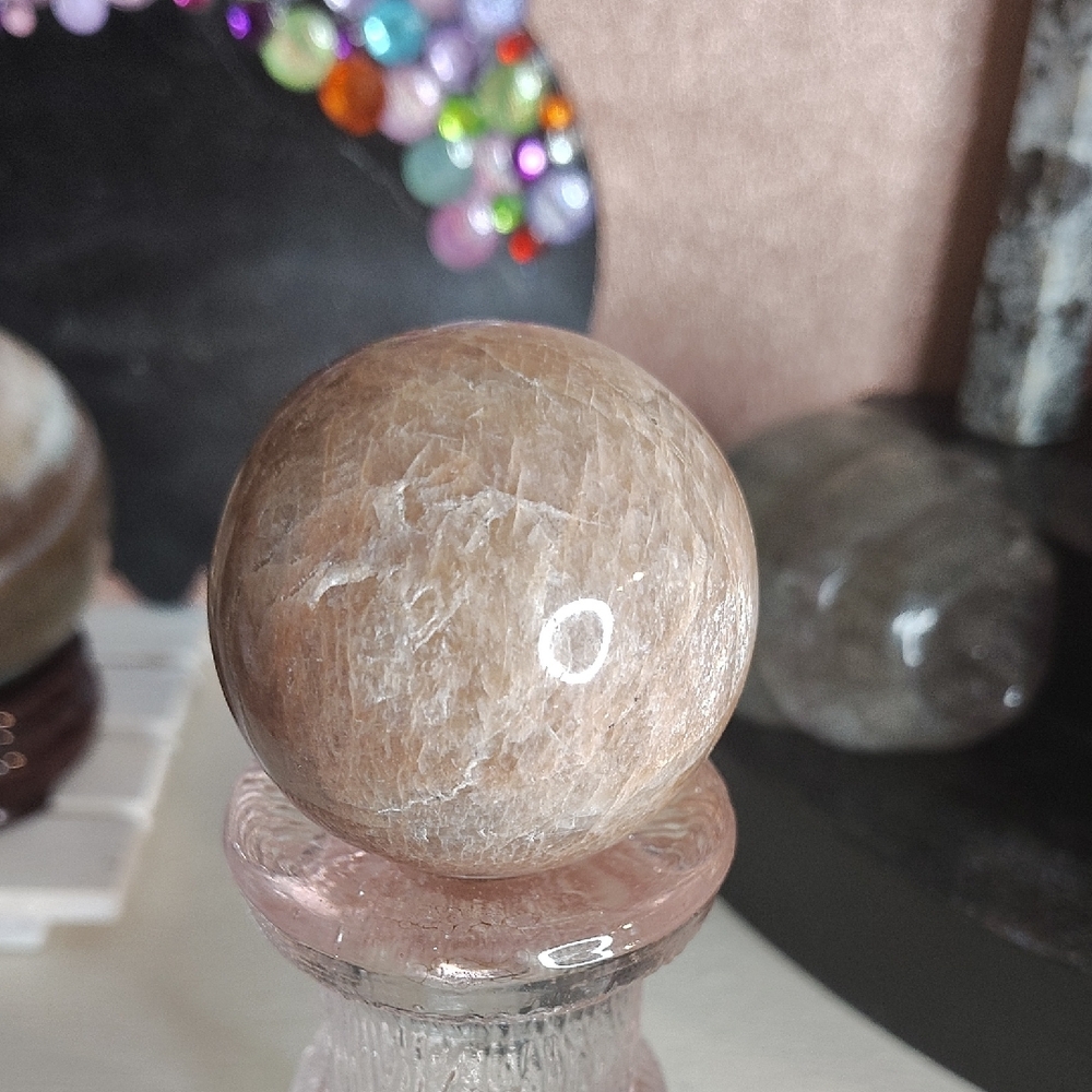 Med Peach Moonstone Crystal Sphere